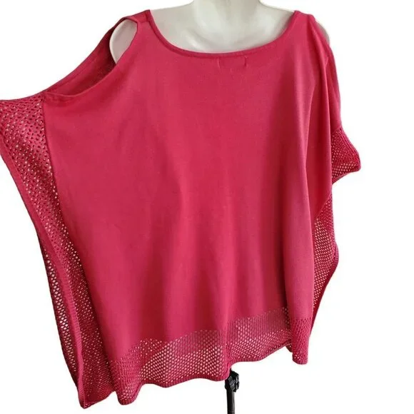 Pink Knit Women's Top with shoulder cutouts - Picture 8 of 9
